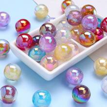 10-50pcs UV Electroplated Beads 8/16mm Mermaid Starry Sky Fine Glitter Round Beads For Bracelet Necklace DIY Jewelry Making, Phone Chain, Bag Chain, Keychain, Jewelry Accessories