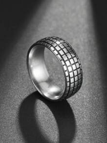 1 Stück Herren einzigartiger geometrischer Edelstahlring