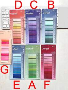 1200/1000/200 Morandi Gradient Index Stickers Student Marker Stickers Office Sticky Notes Transparent PET Sticky Notes 200 Sheets/Sheet Sticky Notes, Back To School - Multicolor - View 4
