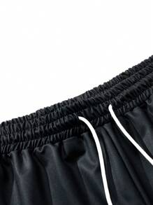 Men's Contrast Color Elastic Waist Casual Pants, Suitable For Casual, Commute, Back To School, Great Gift For Husband Or Boyfriend, Unisex Couple Matching Baggy Pants, Summer, For Rave, Fall