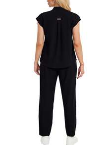 cimmuovere Plus Size Stand Collar Sleeveless Loose Top And Multi-Pocket Pants Uniform Set