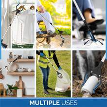 32" Extra-Long Foldable Reacher Grabber Tool - Anti-Slip Magnetic Tip & 360° Rotating Jaw Lightweight Handy Trash Claw Grabber For Orchard, Seniors, Home & Commercial Cleaning - Collapsible Design For Easy Storage (Blue)