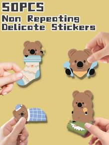 50 piezas de adorables pegatinas transparentes temáticas del Setonix brachyurus de dibujos animados, no repetitivas, para decoración delicada de regalos, fiestas, hogar, cumpleaños, equipaje, scooter, botellas de agua, tazas, laptops, tablets, fundas de teléfonos, útiles escolares, vuelta al cole