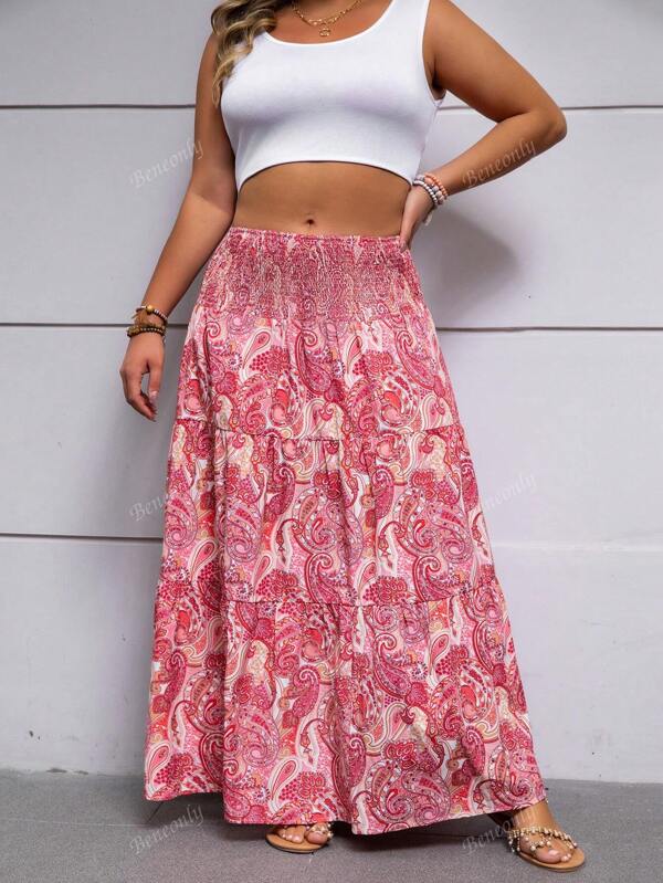 Plus Size French Style High-End Printed Casual Skirt For Women