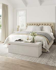 Puff Almacenaje, Baúl de Almacenaje Plegable, 38 x 110 x 38 cm, Taburete Reposapiés, Banco de Cubo, Soporta hasta 300 kg, para Sala de Estar, Dormitorio, Entrada, Blanco Crema - Blanco - Ver 1