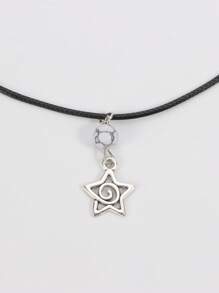 1 pieza Collar con colgante de estrella espiral plateada Y2K, joyería estética como regalo para mujeres