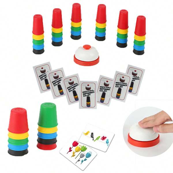 55 Peças/Conjunto Edição Família Jogo de Copos de Empilhamento Rápido, Entretenimento para 1-6 Jogadores, Adequado para Festa de Aniversário, Dia da Criança, Halloween, Natal, Caixa Presente de Festa de Ano Novo (Algumas Cores de Acessórios são Aleatórias)