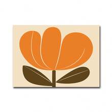 1pc/Set Orange Flowers Horizontal Poster Print, Mid Century Vintage Minimalism Wall Art Print, Orange Print Flower, Unique Wall Art, Orange Narrow Print Floral Decor, No Frame - Multicolor - View 9