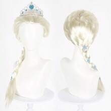 1pc  Frozen Princess  Long Braid Animated Role Playing Wig Flower Hair Clip Party Costume Princess Wig Halloween Wear To Weave Wig Braid Cartoon Character Wig Manga Wig Thanksgiving Birthday Gift Christmas