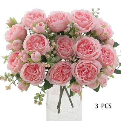 1/3/5 Pcs Peony Artificial Flowers, Reusable Faux Peony Bouquets- Home Room Decor, Flower Arrangements Artificial Centerpiece, Outdoor Garden Yard Decor, Wedding Birthday Bridal Shower Decor-NO VASE