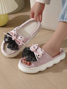 Sandalias planas de mujer casuales, cómodas y de verano, con lazo, punta abierta y diseño a cuadros, transpirables, antideslizantes, versátiles y elegantes para usar en interiores y exteriores - 5-6 Rosa - Ver 5