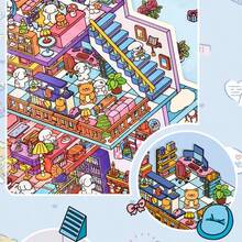 4张贴纸+1张场景卡 童年别墅 卡通模拟经营 造景贴纸 创意3D立体微缩场景粘贴画 可爱减压DIY贴纸 智能小房子 收纳贴 免抠场景贴 3D分层立体小房子贴 - 彩色 - 查看 6