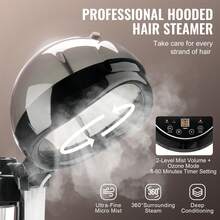 Ionic Hair Steamer With Dual Modes, 11.81-Inch Hooded, Adjustable Stand & Timer, 5-Wheel Base (2 Lockable) For Enhanced Hair Conditioning At Home Or Salon - View 2