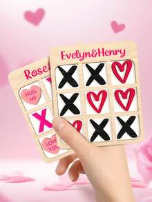 1 Stück personalisiertes Valentinstag Tic-Tac-Zehen Brettspiel, individuelles Holzbrett Pärchen Spiel, individuelles Reisespiel, modisch, farbig, süß, einfach, Kawaii, einzigartiges personalisiertes individualisiertes Geschenk, geeignet als Weihnachtsgeschenk, Valentinstaggeschenk, individuelles DIY Geburtstagsgeschenk, Jahrestags-Geschenk, Paar-Geschenk, Valentinstagsgeschenk, Hochzeitsgeschenk, Partygeschenk, Geschenk für beste Freunde - Verschiedenfarbig - Übersicht 5