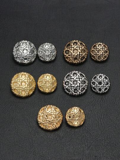 10 件/套复古编织绳纹理金属纽扣，优雅设计，适合大衣、毛衣、西装、制服、开衫、夹克、手工缝纫、DIY 鞋/包装饰，有多种颜色和尺寸可供选择