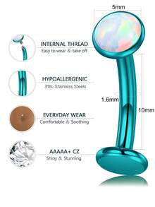 G23 纯钛肚脐环 浮动肚脐环 14G 内螺纹肚脐穿孔首饰 防过敏 - A - 查看 5