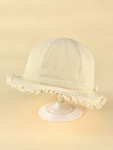 TUTUYA 0-24 Months Baby Bucket Hat, Soft Brim Sun Protection Hat, New Style Children's Bowknot Floral Trim Hat, Suitable For Daily/Outdoor/Play, Head Circumference 44-48CM - 1PC - View 3