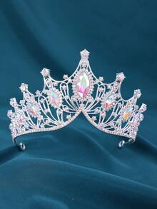 1pc Queen Crowns For Women, Rhinestone Wedding Crowns And Tiaras Crystal Princess Crown Tiaras For Prom Birthday Party Valentines Costume Royal ﻿ - Multicolor - View 3