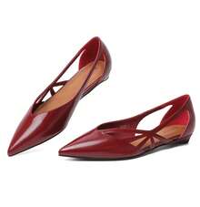 Reitoye New Arrival Y2K Comfortable Red Sandals For Women Summer Pointed Toe Patent PU Ballerina Flats Shoes,  Hollow-Out Flat Heels Summer Shoes,  Mother's Day Gifts, Soft Leather, Soft Soles - Angola Đỏ-Hollow - Xem 9