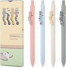 Bolígrafos de gel FIOVER, 5 piezas de 0.5mm, tinta negra de secado rápido, bolígrafos de punta fina para escritura suave, serie de alta gama para suministros de oficina y escuela (Morandi) - 8 bolígrafos para gatos - Ver 11