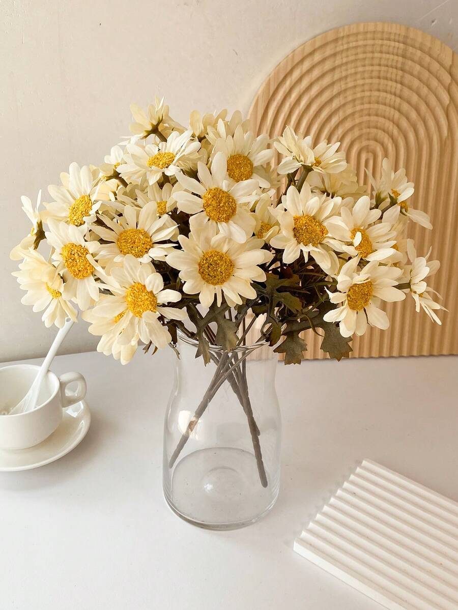 15pcs Artificial Daisy Flowers, Suitable For Home Decor And Wedding Decoration