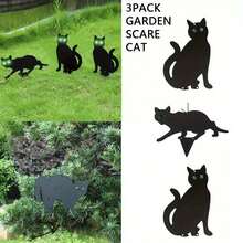 3pcs GARDEN PEST DETERRENT REPELLENT SCARER NUISANCE CONTROL FOX SCARE CAT - Black - View 5