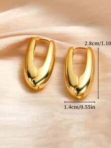 1 Cặp Hoa tai vòng hình giọt nước bằng vàng, có đường nét mượt mà phác thảo hình dạng 3D, lớp hoàn thiện bằng kim loại bóng bẩy, thiết kế tối giản nhưng thanh lịch, phù hợp với nhiều phong cách, hoàn hảo cho hàng ngày, sự kiện trang trọng và mang đến nét tinh tế cho vẻ ngoài của bạn - Hoa tai hạt dưa vàng - Xem 5