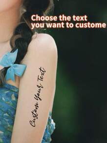 1pc/5pcs/10pcs/20pcs/30pcs/50pcs/100pcs Custom Text Tattoo Bulk For Her/Him, Girlfriend, Family, Friends - Phrases Customized Temporary Tattoos Bulk For Birthday Party Wedding Bride Groom Decor- Fake Tattoos Personalized Gift - Custom Saying,Multi-Functional,Ornamental,Letter,Solid Color,Exquisite,Stylish,Vintage,Modern,Colorful,Leisure,Basics,Casual,Soft,Unique,Customized,Personalized,Custom,Ideal Gifts For Her,Girlfriend,Her,Boyfriend,Friends