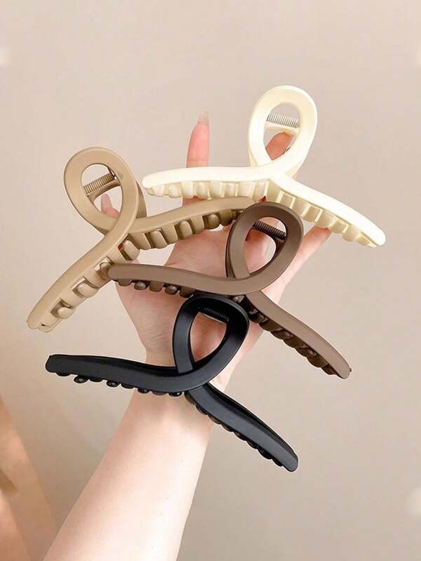 1pc/4pcs Hair Claw Clip Simple Style Hair Claw Suitable For Thick And Sparse Hair, Women's Hair Accessories Hair Clip, Women's Elegant Matte Hair Claw Cross Hair Clip, Creating Safe Retro Hairstyles | Durable Solid Color Accessories Back To School