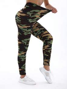 Quần legging in họa tiết rằn ri mềm mại và thoải mái cho nữ, quần bó co giãn cao màu xanh quân đội, vàng và xám dùng để tập thể dục, tập luyện, chạy bộ, nâng tạ, tập giãn cơ trong nhà, tập squat, yoga, đi bộ, đi bộ đường dài, ngoài trời, dài 7/8 - Nhiều màu - Xem 6