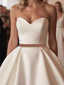 1pc Colorful Luxurious Crystal Diamond Bridal Belt, Gorgeous Rhinestone Decor Waist Belt, European & American Popular Style, Suitable For Wedding, Prom, Party, Evening Dress Accessory - A - View 3