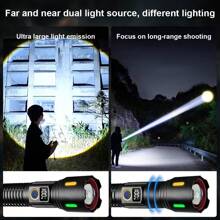 Digital Display Flashlight,USB Rechargeable Light, High Power Long Range LED Flashlight,Telescopic Zoom Torch Camping Lantern,Portable Flashlight,Single Port Type-C Port Can Support Output Durable Flashlight For Outdoor Flashlight,Emergency Flashlight,Camping Flashlight