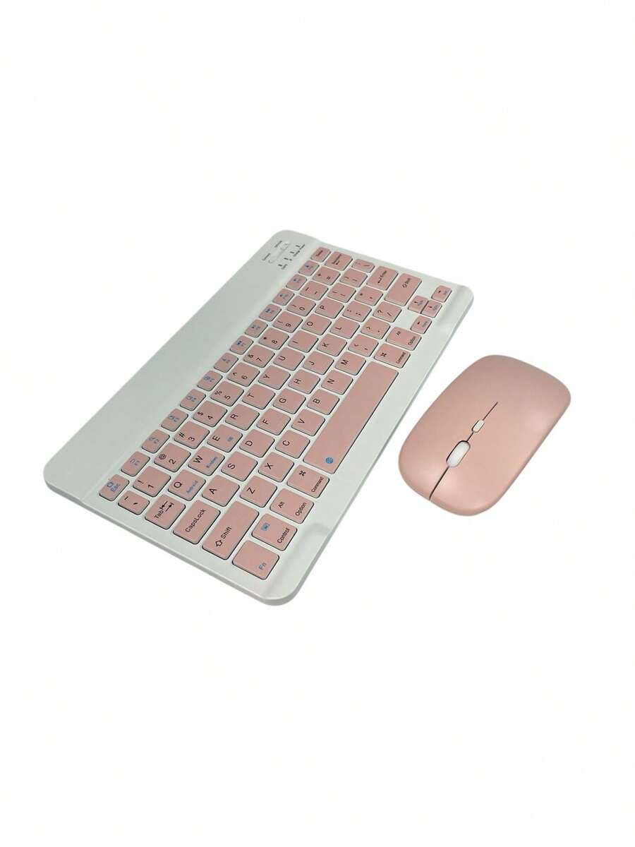 Rechargeable Bluetooth Keyboard And Ultra-Portable Wireless Mouse Combo In Four Colors – Ideal For Work, Study And Travel, Compatible With Multiple Devices - Pink - View 1