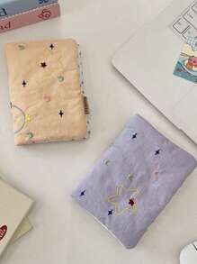 1pc Passport Holder For Travel Official License Cute Fabric Passport Cover With Star Embroidery Travel Must Haves Accessories Cruise Ship Essentials Passport Book Holder Flying Essentials Travel Gifts