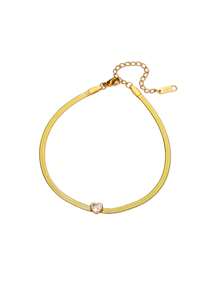 1PC Zirconia Birthstone Heart Anklets For Women Gold Color Stainless Steel Heart Anklet Wedding Birthday Luxury Jewelry Gift