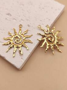1pc/2pcs/5pcs Stainless Steel Hammered Texture Vintage Sunflower Pendant Accessory, DIY Necklace Jewelry Findings For Women & Men - Yellow Gold - View 10