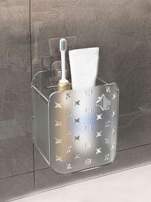 1pc Multi-Function Storage Rack Organizer Bin, Hanging Bathroom Facial Tissue Towel Holder Back To School - Grey - View 2