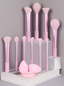 15支/13支/11支/8支/6支化妆刷套装，包含散粉刷、腮红刷、高光刷、眼影刷、睫毛刷、眼线粉刷、斜角美妆蛋、圆形美妆蛋、圆形粉扑、三角形粉扑、三角形散粉海绵、粉底液调色海绵、美妆工具、化妆刷套装、化妆刷套装、化妆刷套装、全套化妆刷、化妆刷套装、化妆刷套装、化妆礼盒套装 - 粉色 - 查看 10