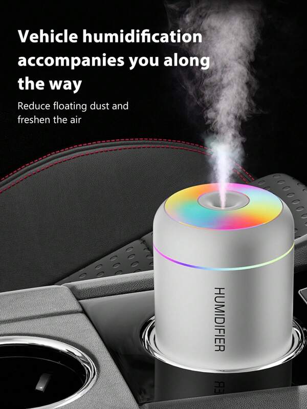 Umidificatore aromaterapico USB, nebulizzatore di auto portatile con vapore freddo e luci a LED, piccolo umidificatore, disponibile nei colori nero e bianco, aria fresca a lunga durata, adatto per auto e salotti di casa