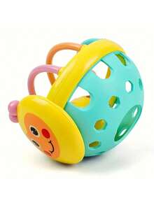 一款婴儿摇铃球玩具，采用柔软的ABS材料制成，带有笑脸、音符和铃铛。摇铃球适合0-3岁婴幼儿的早期教育和启蒙教育。蜜蜂软牙胶手环是一款蜜蜂玩具，是一款可以训练宝宝抓握能力的球形抓握玩具。