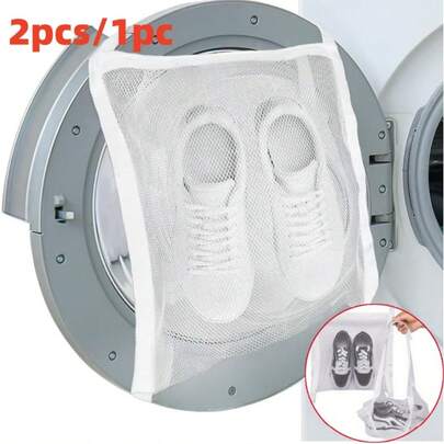 2pcs/1pc Washable Sports Shoes Cleaning Bag With Adjustable Strap, Ultra-Portable Hanging Design For Travel, Home, And Gym, Flexible Shoes Storage & Organization Bag, Reusable Dry Cleaning Bag For Delicate Fabrics, Muddy Footwear And Odor Control, Lightweight, Durable, And Easy To Clean Keeps Gear Protected, Prevents Leakage, Suitable For Gym Bag, Closet Shelf, Suitcase, College Dorms, And Busy Professionals Who Value Hygiene And Efficiency In Daily Routines