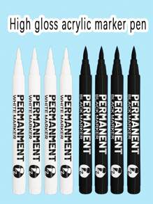 6 pièces Stylo marqueur acrylique haute brillance, séchage rapide, imperméable, indélébile, forte puissance de marquage, embout souple pour une écriture fluide, à utilisation polyvalente