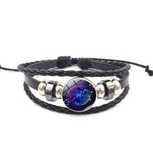 Zodiac Signs Spirit Bracelet Zodiac Bracelet For Women Men Adjustable 12 Constellation Bracelet Multilayer Zodiac Black Leather Bracelets Zodiac Sign Wrap Bracelet For Women Men Birthday Jewelry
