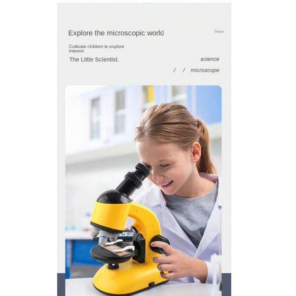1 pièce Microscope jouet 1200 fois pour étudiants de primaire, équipement d'expérience en sciences et biologie. Boîte de jouets de microscope, passe-temps, jouets amusants, jouets cognitifs, apprentissage enrichissant, intelligence, science, recherche scientifique, éducation précoce