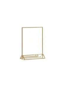 6Pack Acrylic Sign Holder With Gold Frames And Vertical Stand, Ideal For Display Wedding Table Numbers, Double Sided Picture, Clear Photos, Menu Holders