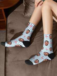 Customizable Face Print Socks, Men's Custom Socks, Face Socks, Valentine's Day Gift, Funny Socks, Gift For Husband, Customizable Face Socks