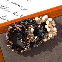 3pcs Fashionable Hair Accessories Set: Elegant Pearls & Crystals Hair Scrunchies, Multi-Functional Hair Styling Decorations, Simple Rhinestone Ponytail Holders