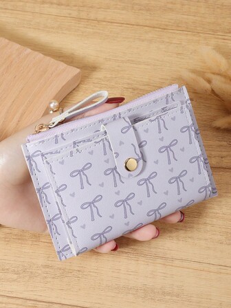 Rosa rosett kärleksmönster spänne mode korthållare smal lättviktig bärbar kontanter pengar ID-kort kreditkort myntficka för födelsedagspresent present årsdag jul på alla hjärtans dag älskare kvinnlig dam flickor kvinnor tonåringar för universitetsstudent skolstudent, väska skolmaterial för skolan studentrum och tillbaka till skolan