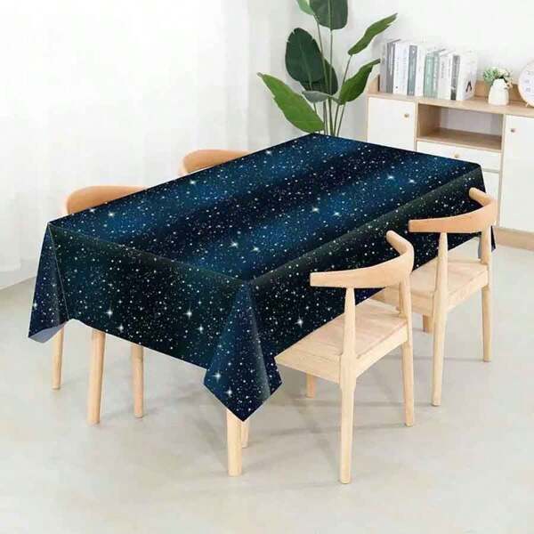 New Creative Starry Sky Tablecloth Waterproof Sturdy Birthday Party Hotel Party Plastic Tablecloth Super Large Disposable Starry Sky Table Cloth High Quality Peva Waterproof Birthday Party Decoration Plastic Tablecloth