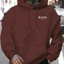 Men's Cold Weather Sweatshirt Kangaroo Hoodie Cotton Sweatshirt - Rust Brown - View 1